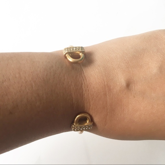 NWT J Crew Cuff Bracelet Faux Gold With Crystals - Picture 5 of 5